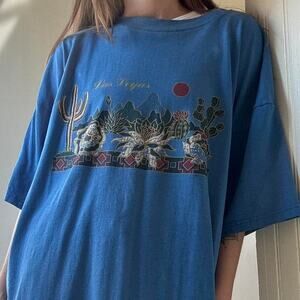 Vintage Fruit of the Loom Best Las Vegas Blue Desert T-Shirt XXL Cotton